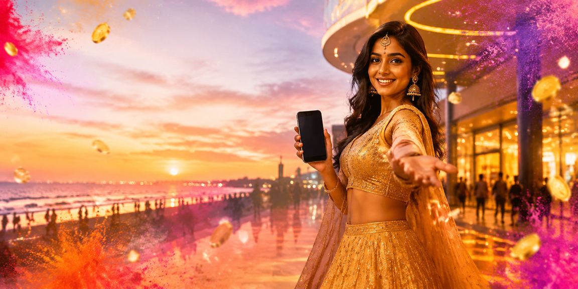 Player enjoying Aviator casino game on mobile at Chennai Marina Beach