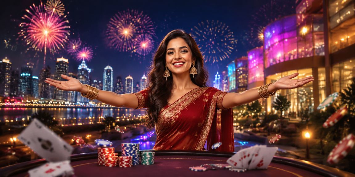 Neon poker game scene in Mumbai Bandra